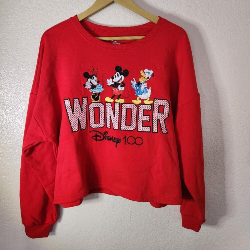 Disney Sweaters Women's Red Wonder Crop Crew Pullover with Tag Size XXL(19)